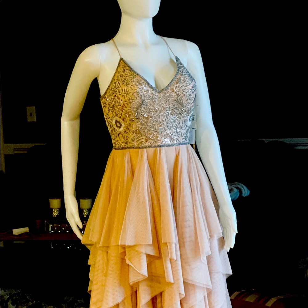 Aidan Mattox Womens  Beaded Strappy Event Dress.